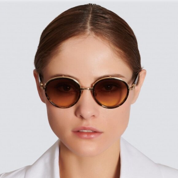 NEW BALMAIN CROISSY BPS-126B WOMEN WHITE GOLD/DARK BROWN SUNGLASSES